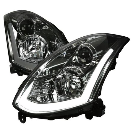 Spec D Tuning Spec D Tuning LHP-G35032G-SQ-RS Sequential 2 Door Models with Factory Xenon Projector Head-Light for 2003-2005 Infiniti G35 - Smoke LHP-G35032G-SQ-RS